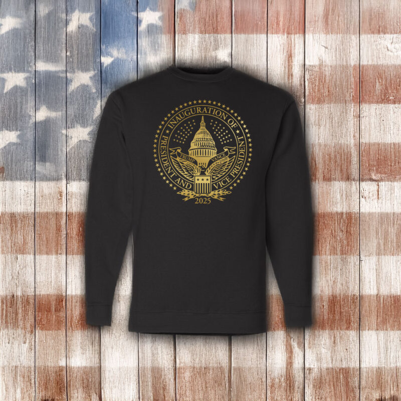 2025 Trump Inaugural Seal Black Crewneck Fleece Sweatshirt