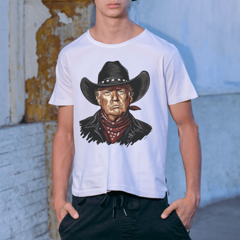 Trump 2024 President Cowboy Outlaw Flag T-Shirt