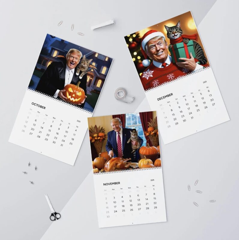 Trump Calendar 2025 All Season - Trump With Cat New Year Wall Calendar