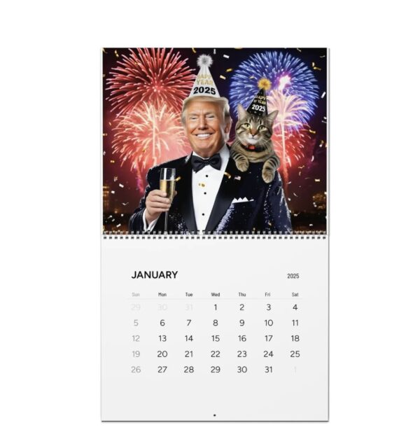 Trump Calendar 2025 All Season - Trump With Cat New Year Wall Calendar